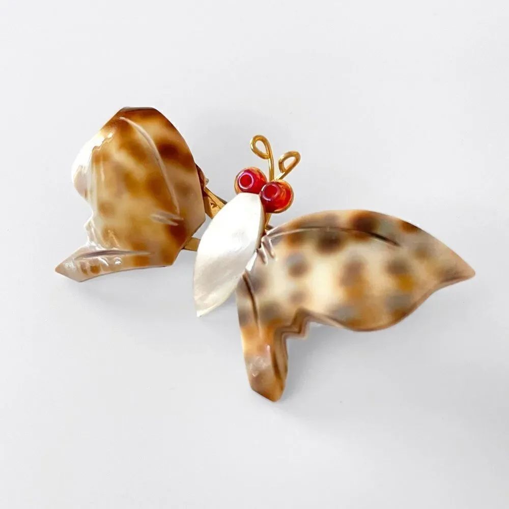 Vintage Shell Butterfly Pin - Picture 3 of 4